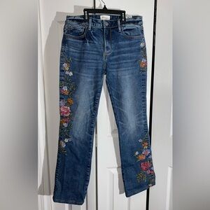 Driftwood Size 27 Kelly Harvest Bootcut Embroidered Floral Jeans  AA17